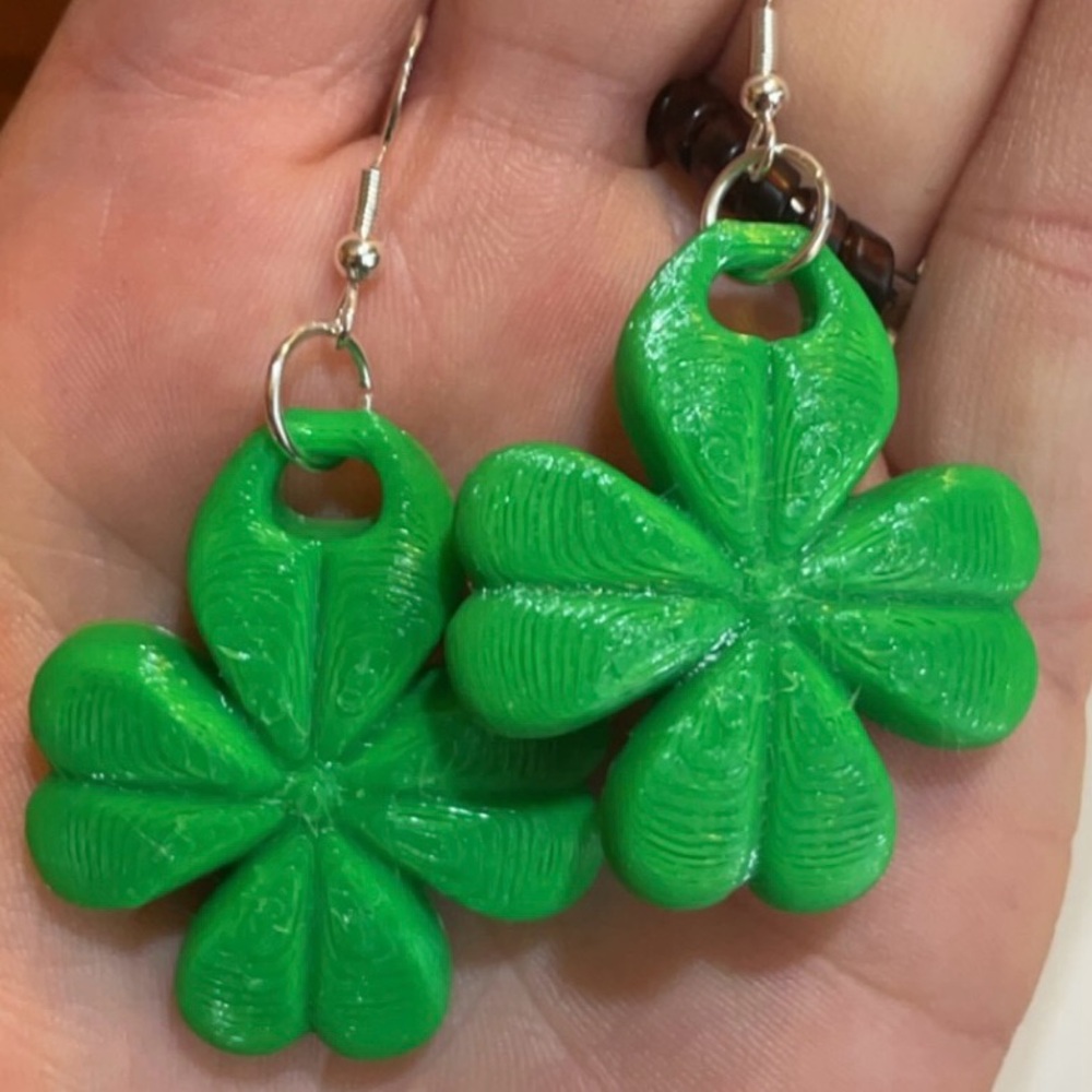 3D Lucky Clover Earrings